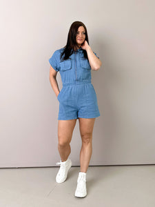 Kurzer Jeans-Overall